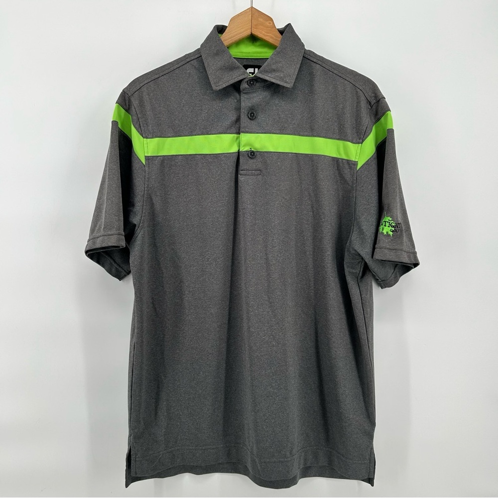 FootJoy‎ FJ Mens Medium Cantigny Golf Polo Shirt Gray Green Performance